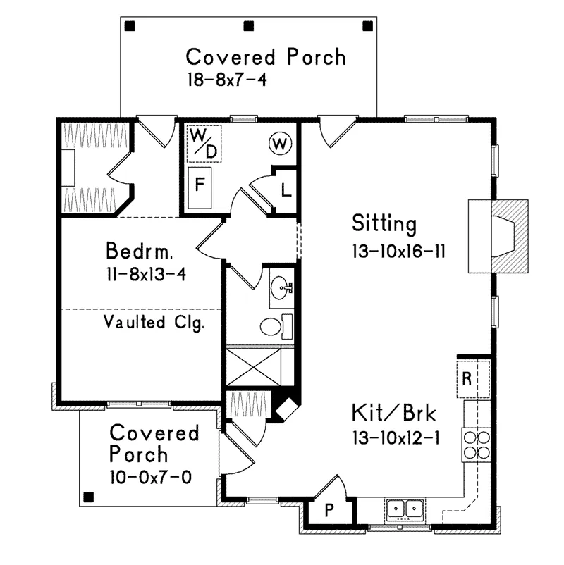 Cabin & Cottage House Plan First Floor - Sawyer Hill Cottage Home 058D-0196 - Shop House Plans and More