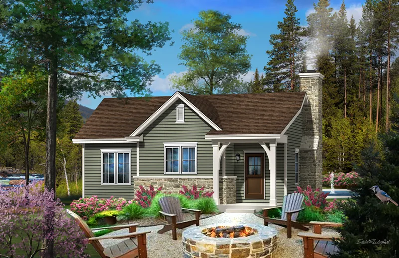 Lake House Plan Front of Home - Calriver Country Cottage 058D-0197 - Search House Plans and More