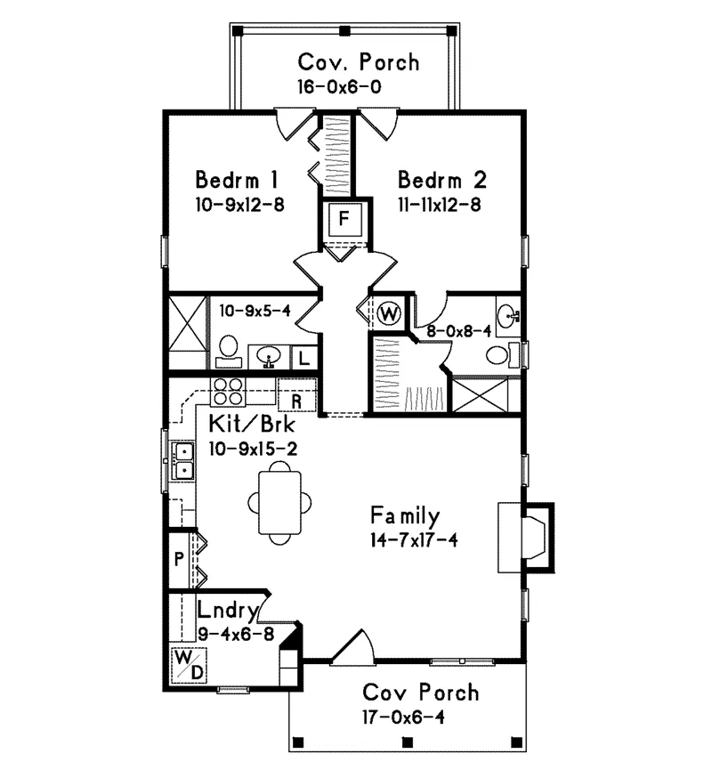Craftsman House Plan First Floor - Everett Creek Country Cottage 058D-0198 - Search House Plans and More