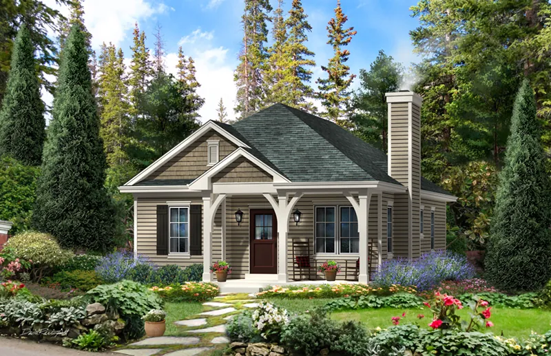 Craftsman House Plan Front of Home - Everett Creek Country Cottage 058D-0198 - Search House Plans and More