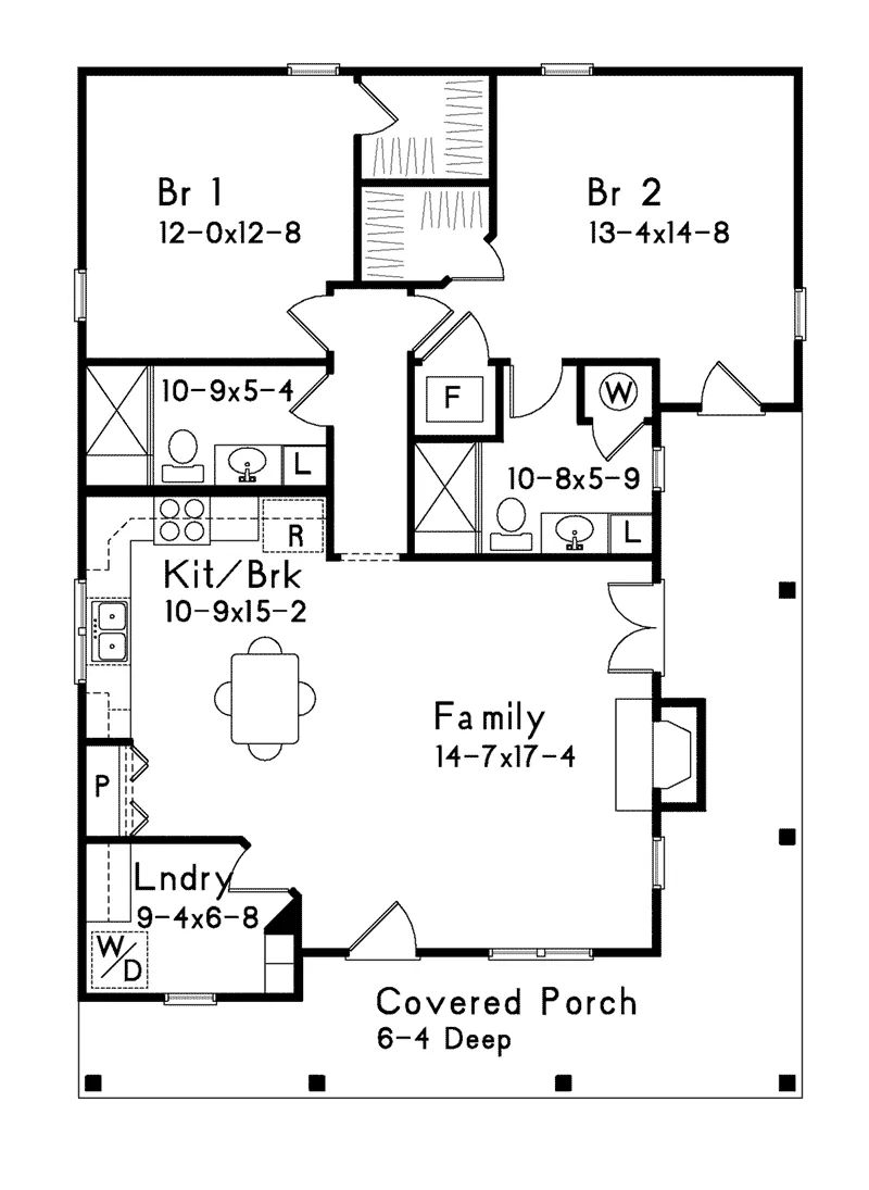 Rustic House Plan First Floor - Harlow Creek Country Cottage 058D-0199 - Search House Plans and More