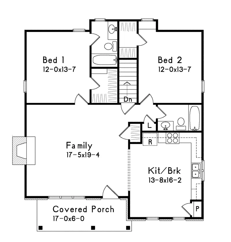 Rustic House Plan First Floor - Deer Lake Rustic Cottage Home 058D-0200 - Search House Plans and More