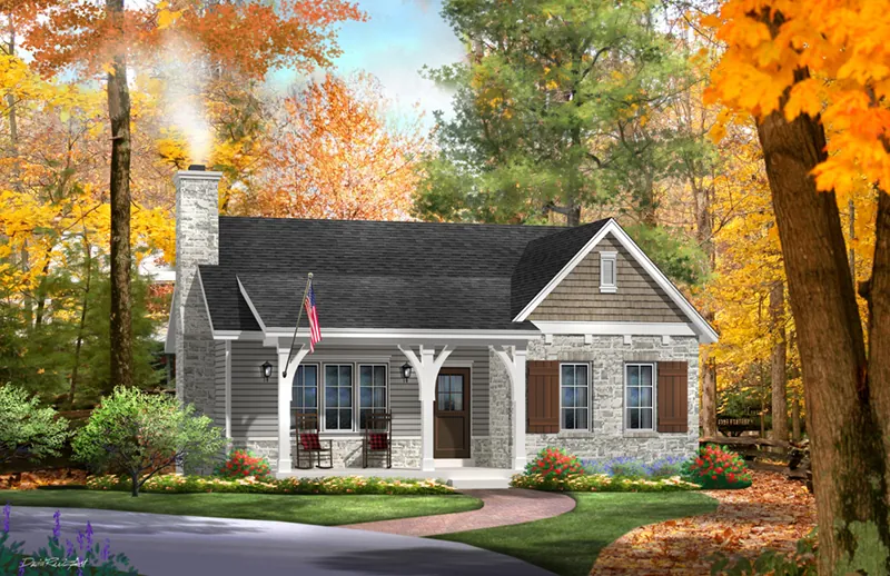 Mountain House Plan Front of Home - Deer Lake Rustic Cottage Home 058D-0200 - Search House Plans and More