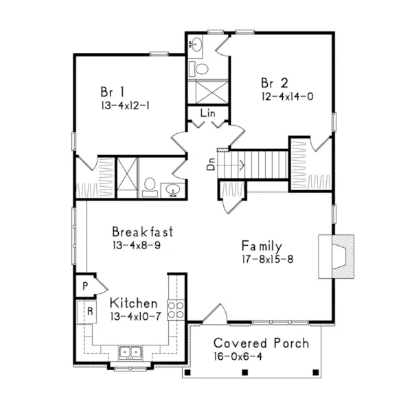 Craftsman House Plan First Floor - Brookfalls Craftsman Home 058D-0201 - Search House Plans and More