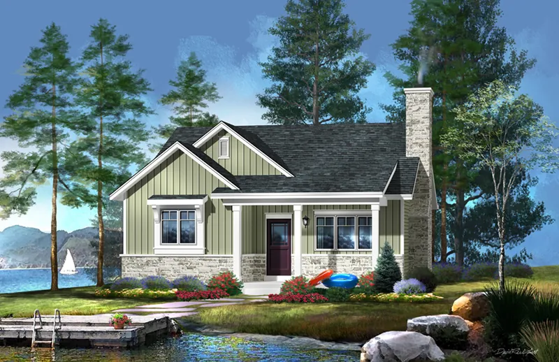 Mountain House Plan Front of Home - Brookfalls Craftsman Home 058D-0201 - Search House Plans and More