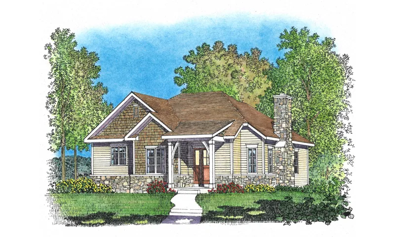 Cabin & Cottage House Plan Front of Home - Jake Creek Country Cabin Home 058D-0203 - Search House Plans and More