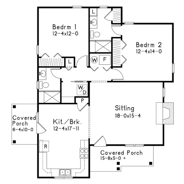 Ranch House Plan First Floor - Kemp Woods Country Home 058D-0204 - Search House Plans and More