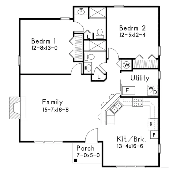 Country House Plan First Floor - Lakes Cove Country Cabin 058D-0205 - Shop House Plans and More