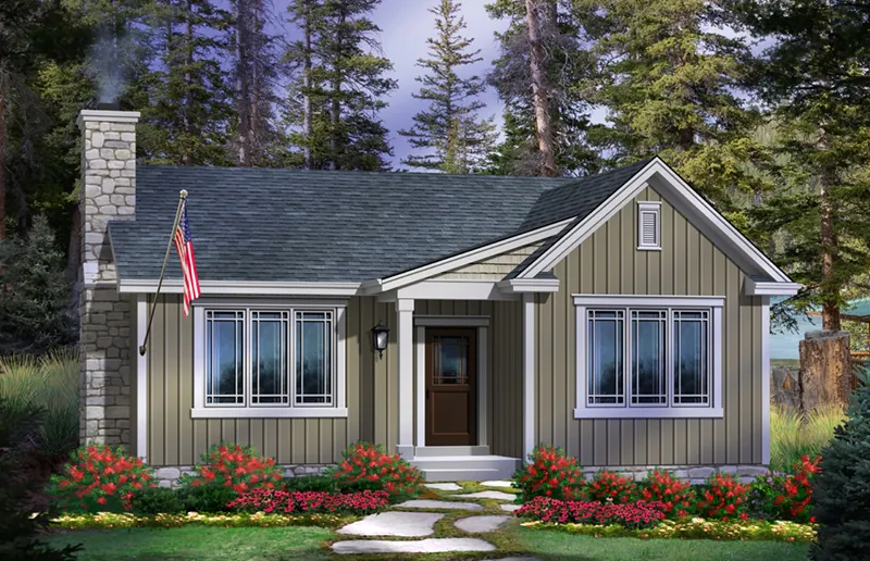 Ranch House Plan Front of Home - Lakes Cove Country Cabin 058D-0205 - Shop House Plans and More