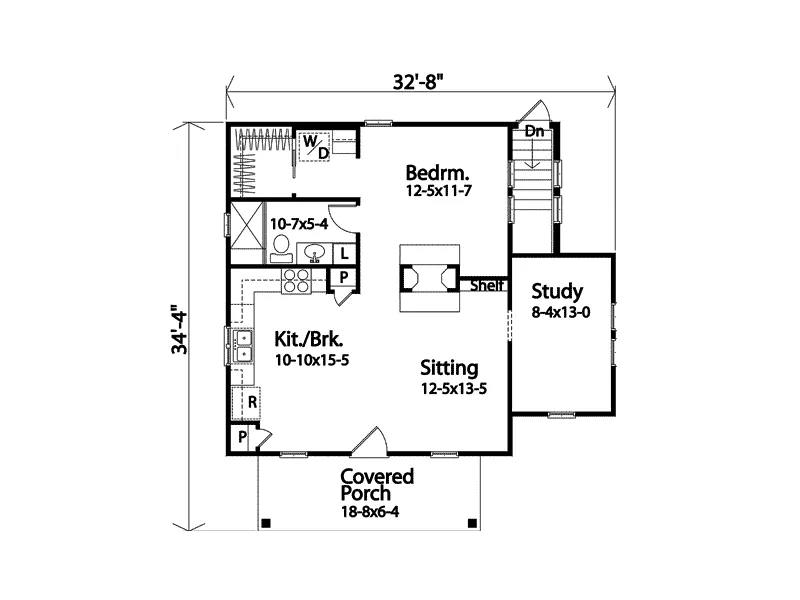 Cabin & Cottage House Plan First Floor - Neva Pass Country Cabin 058D-0208 - Shop House Plans and More