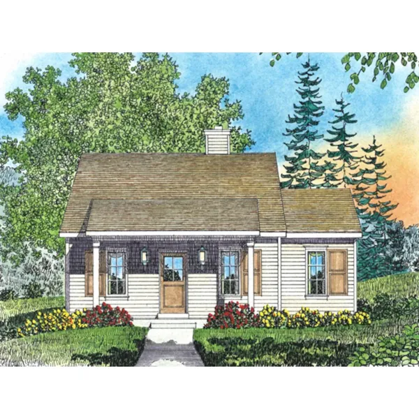 Ranch House Plan Front of Home - Neva Pass Country Cabin 058D-0208 - Shop House Plans and More