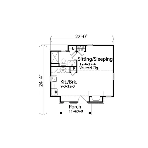 Shingle House Plan First Floor - Peal Hollow Country Cabin 058D-0210 - Shop House Plans and More