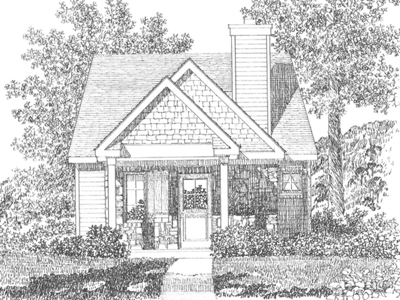 Shingle House Plan Front Image of House - Peal Hollow Country Cabin 058D-0210 - Shop House Plans and More