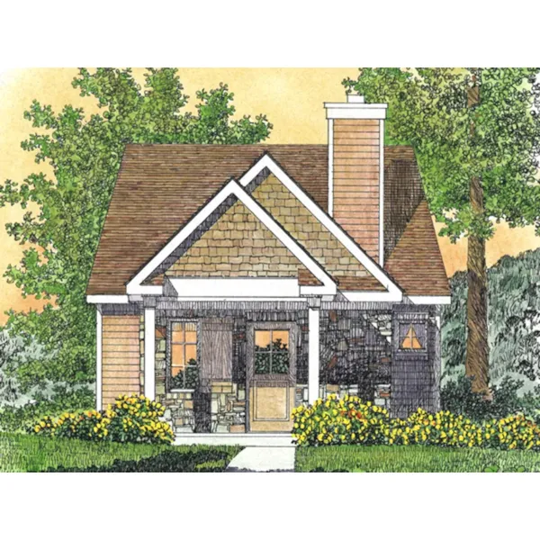 Shingle House Plan Front of Home - Peal Hollow Country Cabin 058D-0210 - Shop House Plans and More