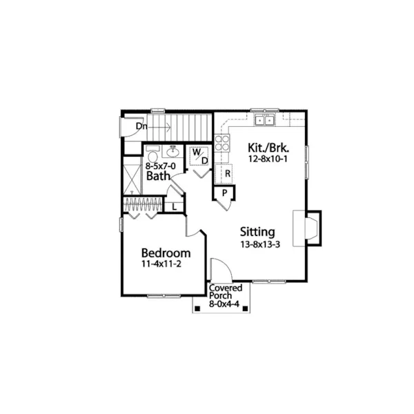 Cabin & Cottage House Plan First Floor - Adams Small Cottage Home 058D-0211 - Shop House Plans and More