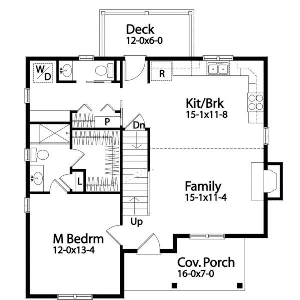 Craftsman House Plan First Floor - Wright Craftsman Cottage 058D-0217 - Shop House Plans and More