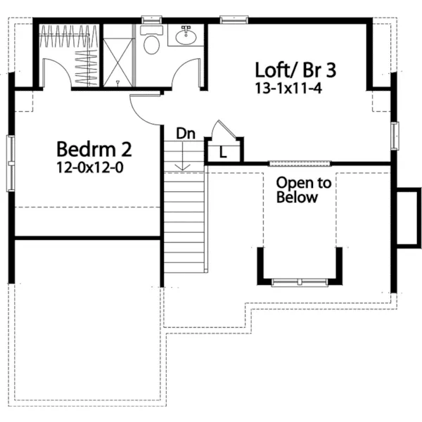 Craftsman House Plan Second Floor - Wright Craftsman Cottage 058D-0217 - Shop House Plans and More