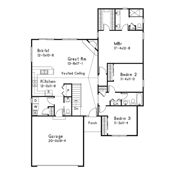 Traditional House Plan First Floor - Niceville One-Story Home 058D-0232 - Shop House Plans and More