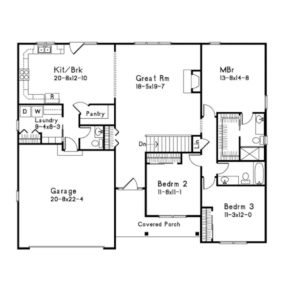 Traditional House Plan First Floor - Lucas Lane Ranch Home 058D-0234 - Shop House Plans and More