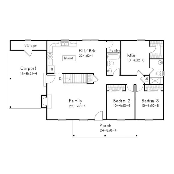 Country House Plan First Floor - Daly Country Ranch Home 058D-0241 - Shop House Plans and More