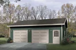 Two-car garage has entry door for convenience