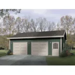 Two-car garage has entry door for convenience