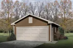 Stylish two-car garage has side entry door and window
