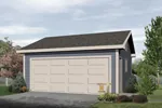 Compact two-car garage is designed for economical building