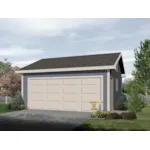 Compact two-car garage is designed for economical building