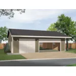 Three-car garage has drive through design and would look great with any house plan