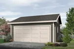 Two-car garage with one large garage door and siding exterior