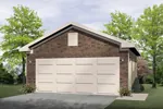 All brick two-car garage with one large garage door