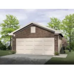 All brick two-car garage with one large garage door