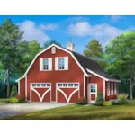 Building Plans Front of Home - Sadie Barn Style Loft Garage 059D-6109 | House Plans and More