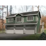 Three-car apartment garage has a center gabled window on the second story for interest