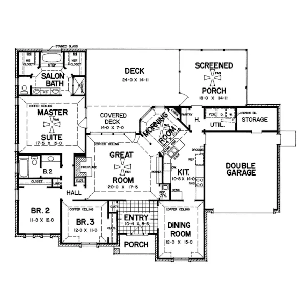 Southern House Plan First Floor - Carlotta Ranch Home 060D-0007 - Search House Plans and More