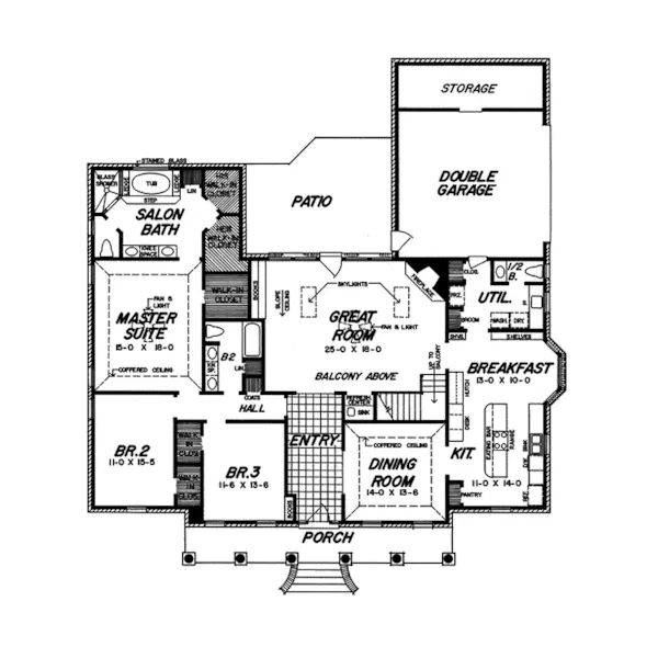 Lowcountry House Plan First Floor - Julian Hill Plantation Home 060D-0009 - Search House Plans and More