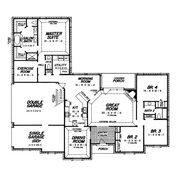 Southern House Plan First Floor - Olde English European Home 060D-0010 - Shop House Plans and More