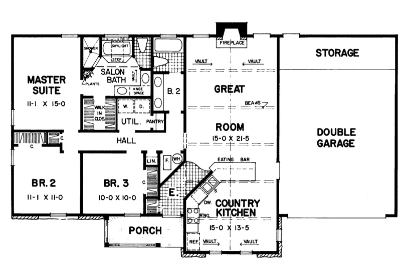 Craftsman House Plan First Floor - Riverport Rustic Ranch Home 060D-0018 - Shop House Plans and More