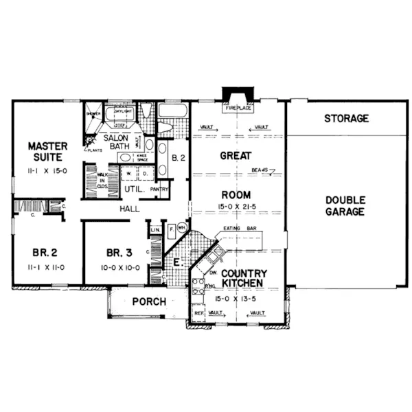 Ranch House Plan First Floor - Riverport Rustic Ranch Home 060D-0018 - Shop House Plans and More