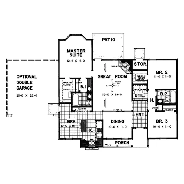 Traditional House Plan First Floor - Cottonwood Point Cottage Home 060D-0021 - Search House Plans and More