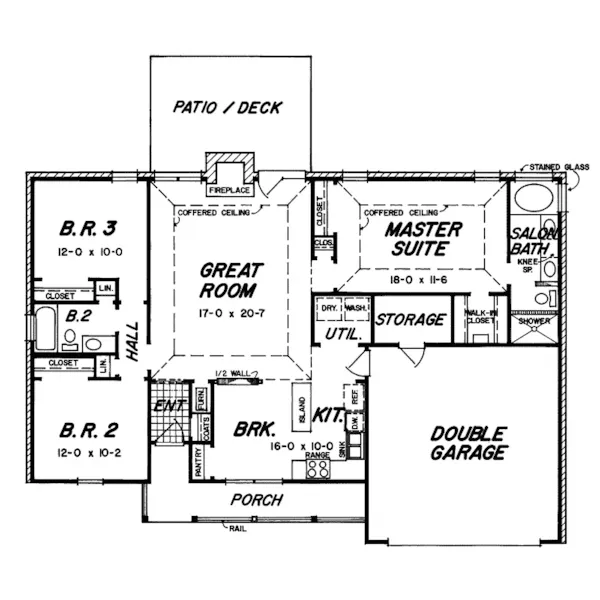 Acadian House Plan First Floor - Lakeland Hollow Country Home 060D-0023 - Shop House Plans and More