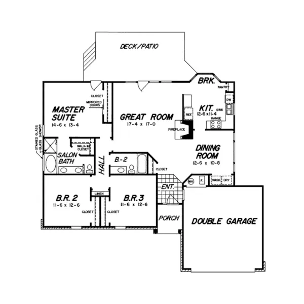 Traditional House Plan First Floor - Elnore Ranch Home 060D-0024 - Search House Plans and More