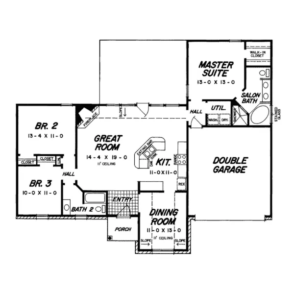 Southern House Plan First Floor - Casey Park Southern Country Home 060D-0026 - Search House Plans and More