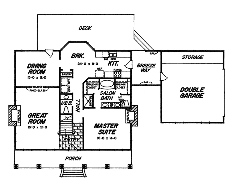 Cape Cod & New England House Plan First Floor - Libourne Raised Plantation Home 060D-0028 - Shop House Plans and More