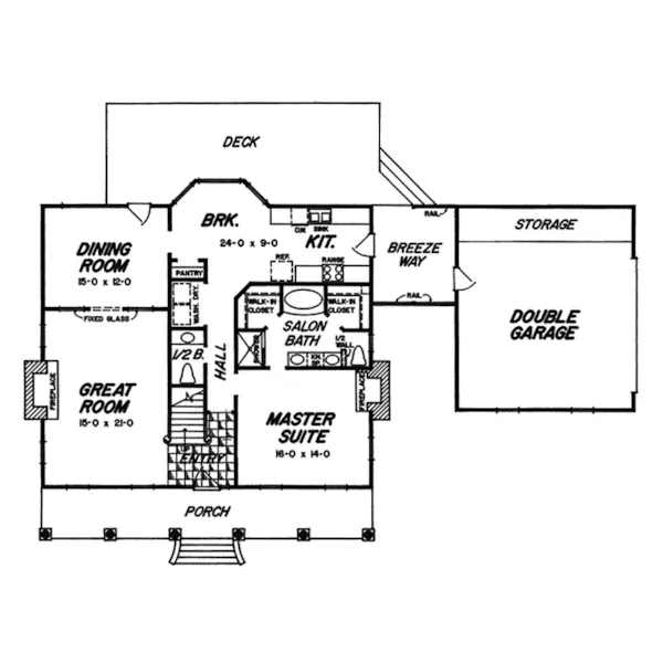 Cape Cod & New England House Plan First Floor - Libourne Raised Plantation Home 060D-0028 - Shop House Plans and More