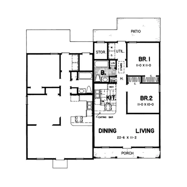 Southern House Plan First Floor - Dayner Country Style Duplex 060D-0035 - Search House Plans and More