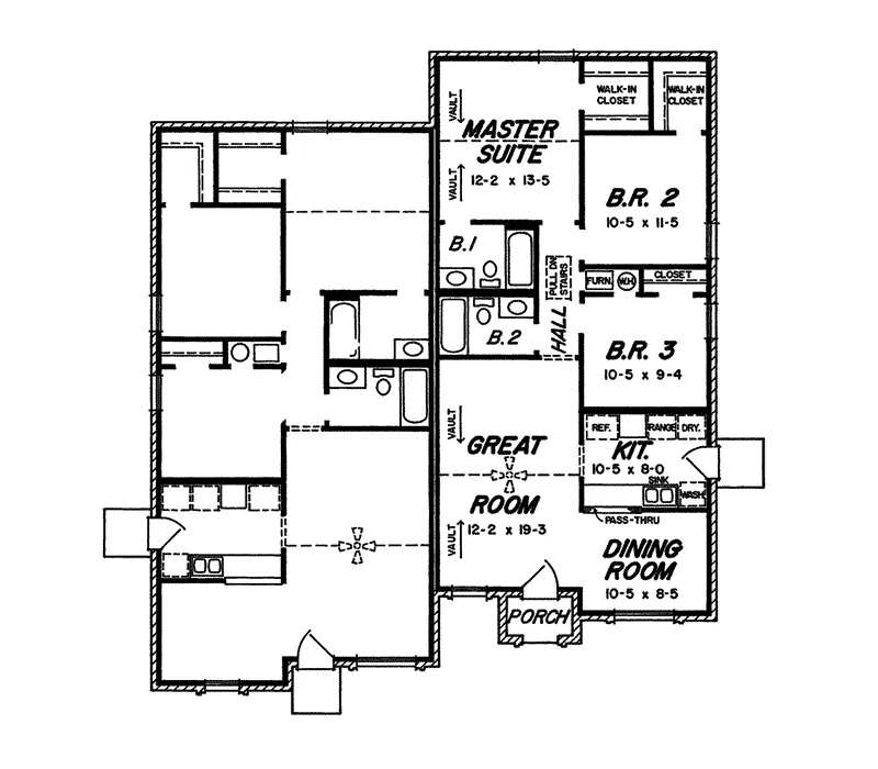 Multi-Family House Plan First Floor - Waddelle Ranch Style Duplex 060D-0036 - Shop House Plans and More
