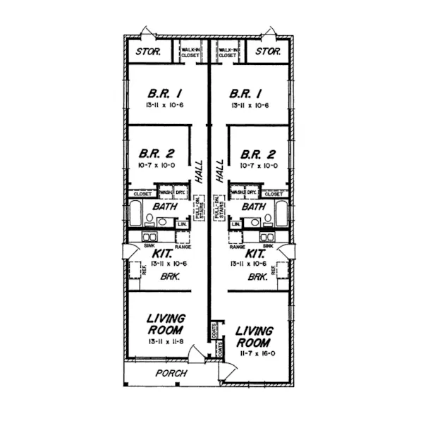 Traditional House Plan First Floor - Bretton Ridge Duplex Home 060D-0038 - Search House Plans and More