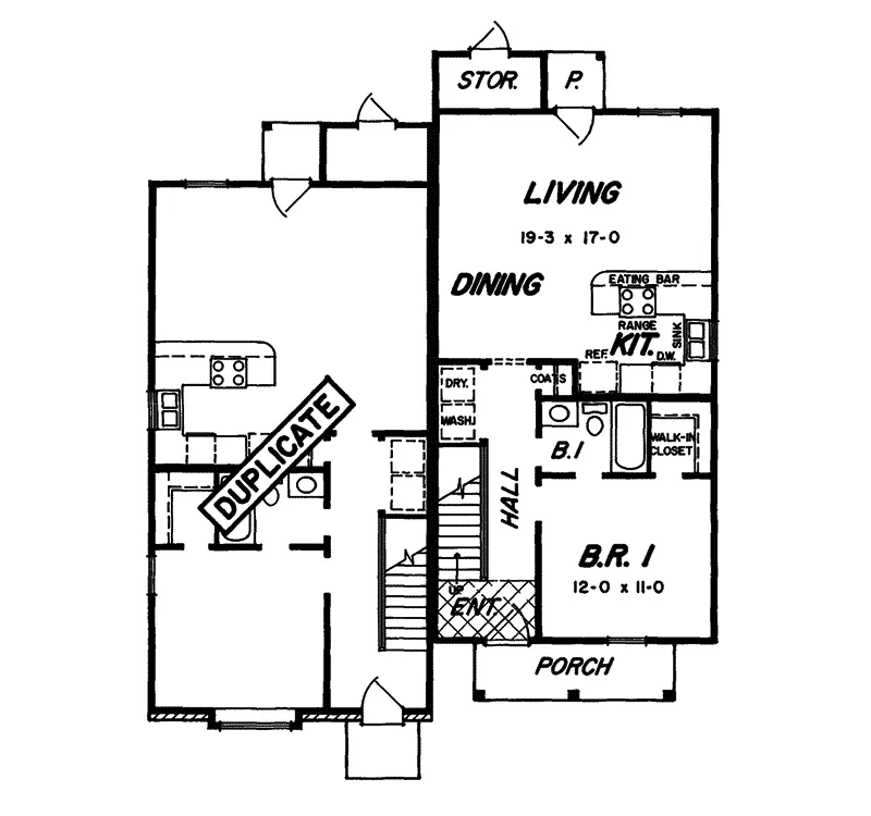 Southern House Plan First Floor - Laurinda Traditional Duplex 060D-0039 - Shop House Plans and More
